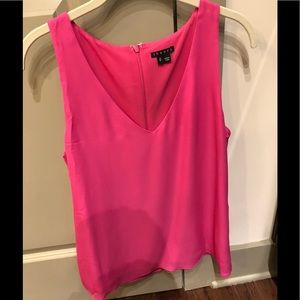 theory sleeveless pink blouse
